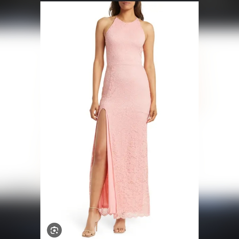 Love X Design Classic Pink Vesta Stretch Lace Maxi Dress 1️⃣